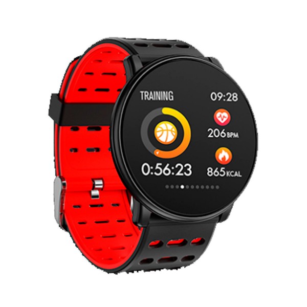 Sportwatch rojo redondo  tft 1.33'' reloj inteligente deportivo bluetooth frecuencia cardíaca y presión sanguínea